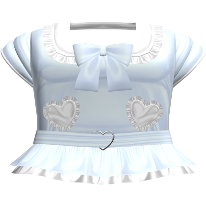 Baby Blue n White Sailor Heart Buckle Bow Dress Roblox item