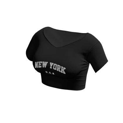Black New York Crop Top