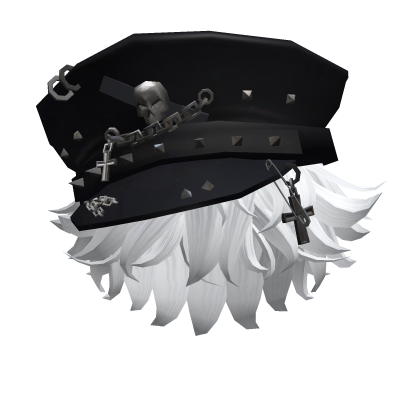 Gothic Punk Officet Hat w White Hair