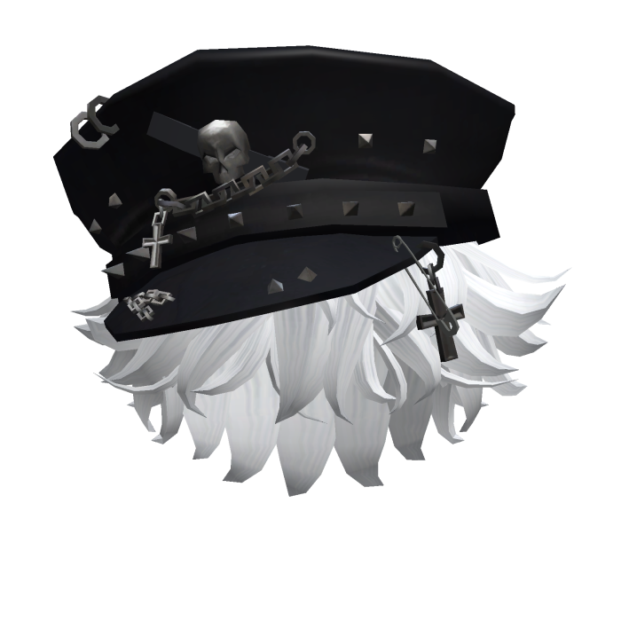 Gothic Punk Officet Hat w White Hair