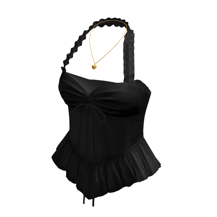 Ruffle Halter Corset Top (Black)