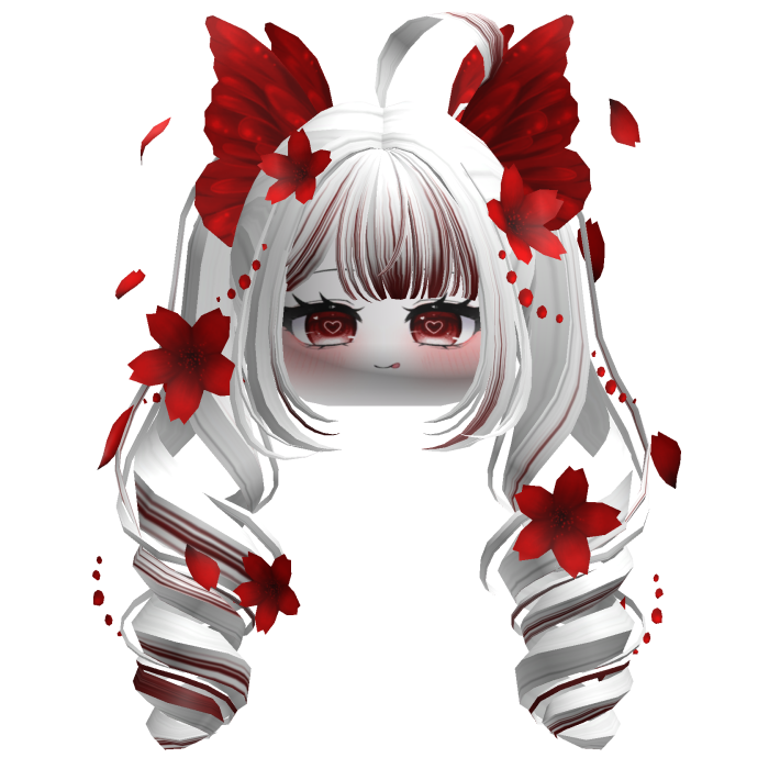 Mystical Sakura Petal Pigtails (White&Red)