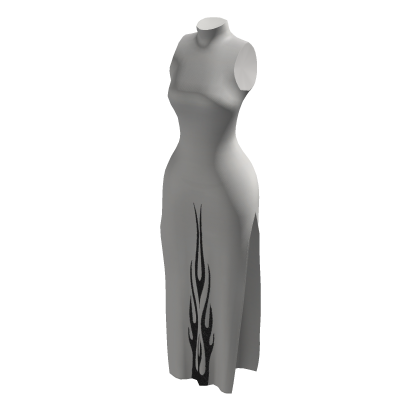 BB White Sparkle Flame Side Slit high neck dress