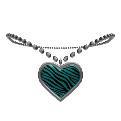 Y2k Scene McBling Cyan Zebra Heart Necklace 1.0 | Roblox