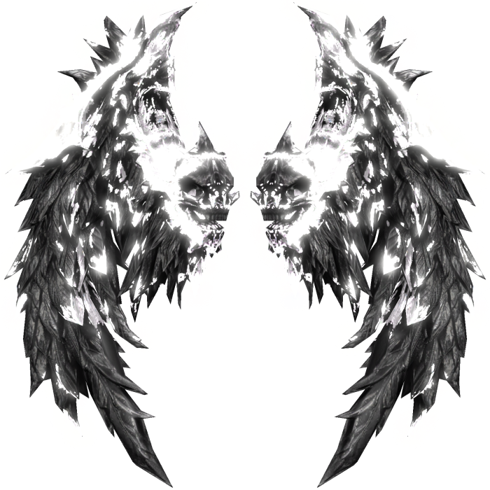 Glowing Emissive Demonic Fire Wings White
