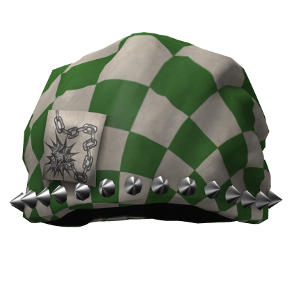 Green Studded Checker Jester Hat