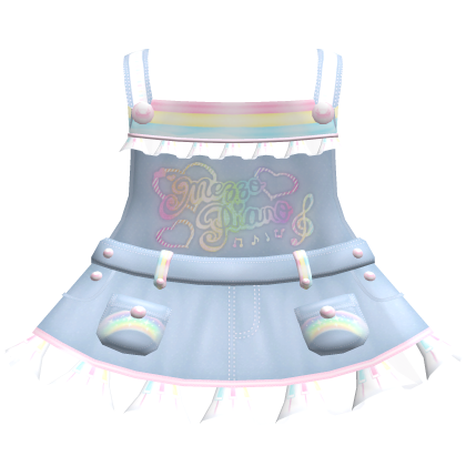 ´ ∇ ˋ˶ !! cutie denim rainbow mezzo piano overalls