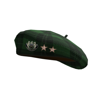 Green Scottish Tartan Beret w/ Star Pins Roblox item