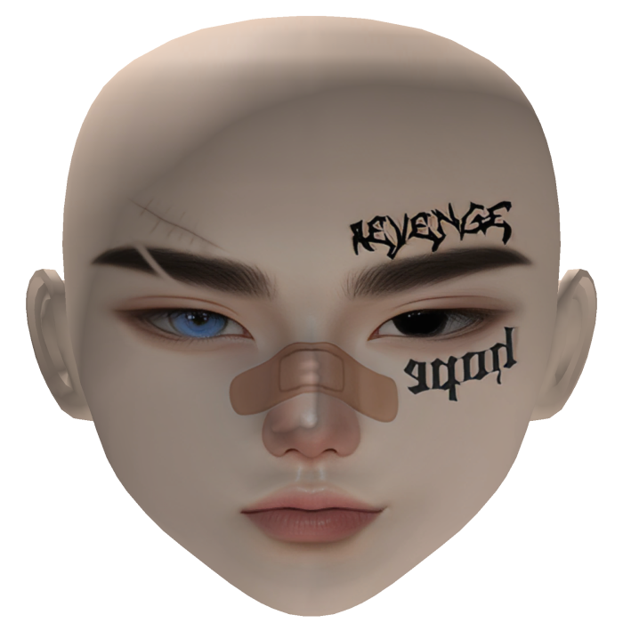 Korean Anime zeslin boy face makeup tattoo scar