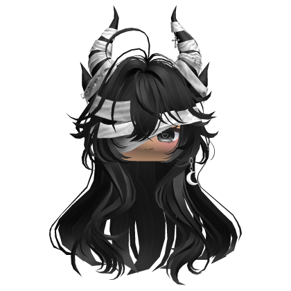 Horned Anime Demon Wolfcut (Black)