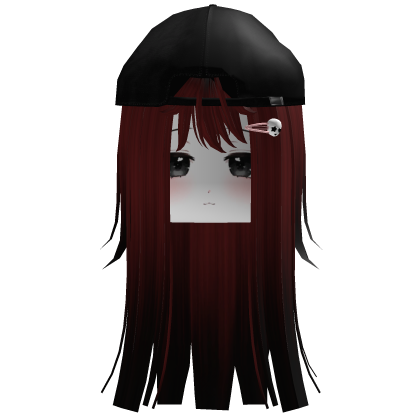 Red With Black Cute Hair With Cap
