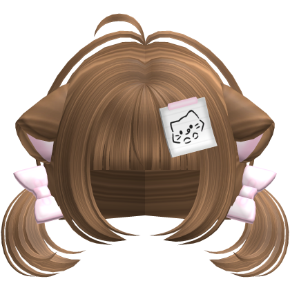 Cute Kawaii Kitty Note Pigtails in Honey Brown