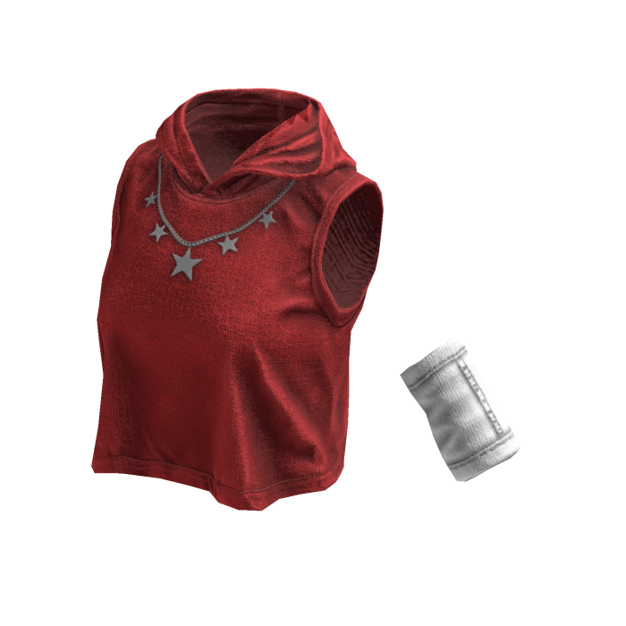 Sleeveless Stylish Hoodie (Red White)