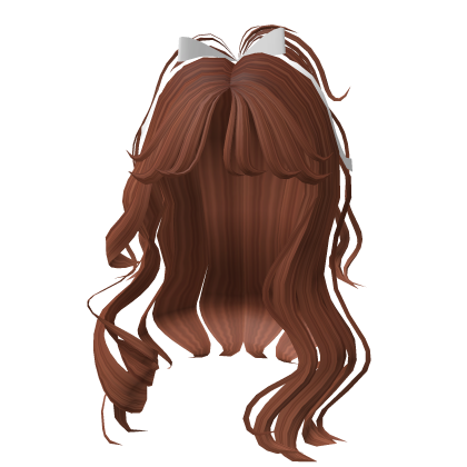Curly Ginger Half Up Hairstyle with Bow Roblox item
