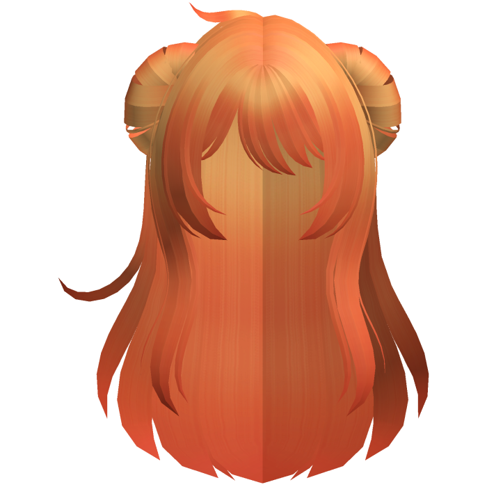 fluffy anime messy buns long hair orange