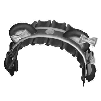 Kawaii Cute Bear Headband w Ruffles Black Gray