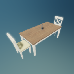 Sitting by a table