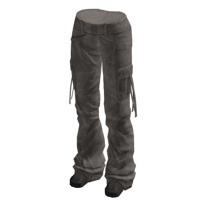 Y2K Grunge Baggy Cargo Pants w/ Shoes (Grey)