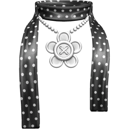 Chic Polka Dot Flower Button Scarf Black White