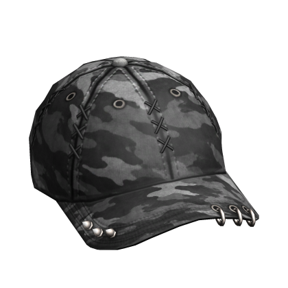 Y2K Punk Grunge Emo Black Camo Streetwear Cap Roblox item
