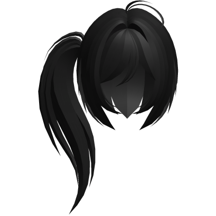 moe emo long fluffy side ponytail black