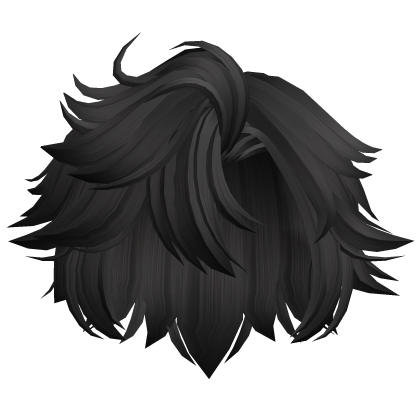 fluffy black anime boy hair Roblox item