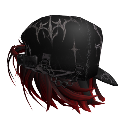 Red Messy Cover Bangs Hair w Y2k Cap