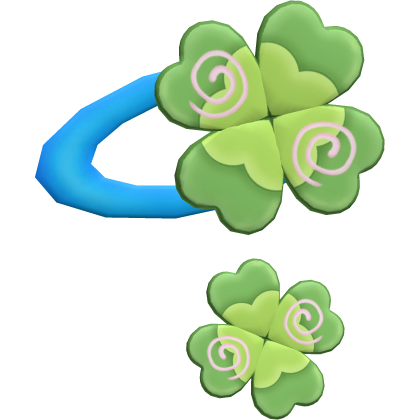 ♡ ꒰ kawaii double clover hair clip in blue