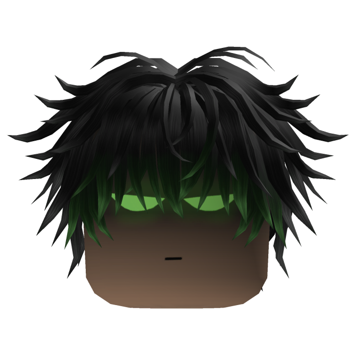 Messy Anime Hair w/ Glowing Eyes (Black)