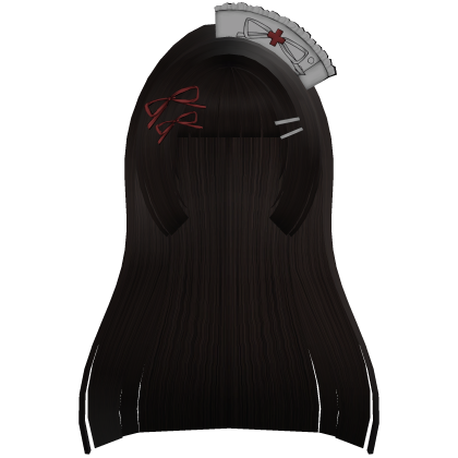 halloween nurse long doll dark brown hime hair Roblox item