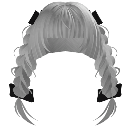 White Hime Twintail Braids (Black Bow) Roblox item