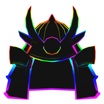 Cartoony Samurai Helmet Rainbow