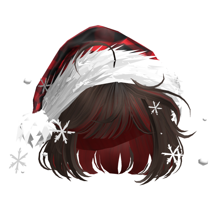 Christmas Cute Hair w/Santa Hat (Brown&Red)