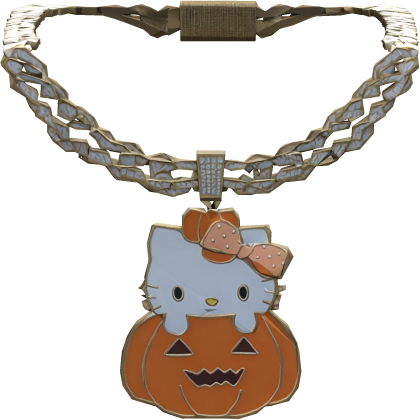Iced Out Ello Kitty Chain Bling Halloween Pumpkin