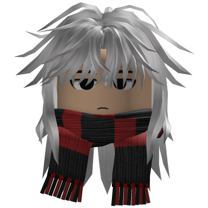 Wolfcut Hair w/ Striped Scarf (Silver)