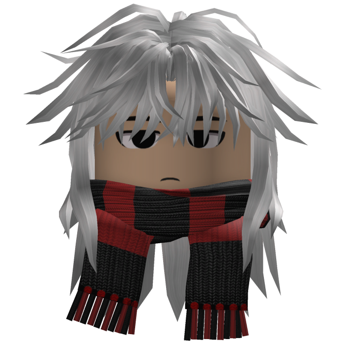 Wolfcut Hair w/ Striped Scarf (Silver)