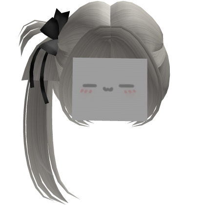 kawaii cute paper face side ponytail (gray)
