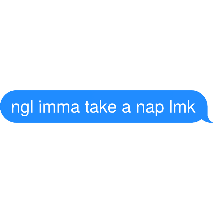 ngl imma take a nap lmk Text