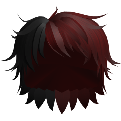 Messy Layered Emo Hair | Half Black and Half Red Roblox item
