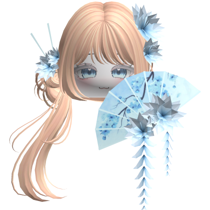 Side Ponytail w/ Cherry Blossoms & Fan