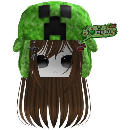 Green Mine Creepy Monster Ushanka Hat Girl Hair Roblox item