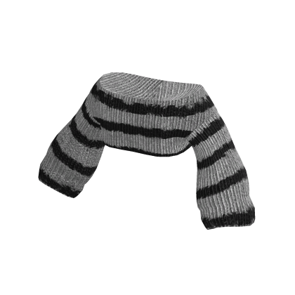 White & Black Cropped Striped Knitted Sweater