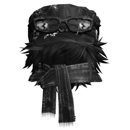 Black Messy Spiky Hair w/ Vkei Hat& Glasses