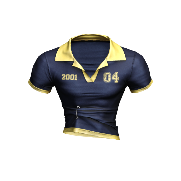 Pinned Collared Navy/Yellow Shirt