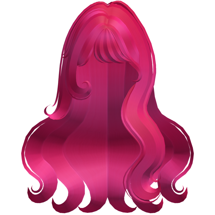 ♡ Cute Fluffy Wavy Hair w/ Bangs (Hot Pink)