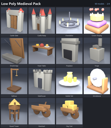 Low Poly Medieval Pack Castle Knight x60 preview 2
