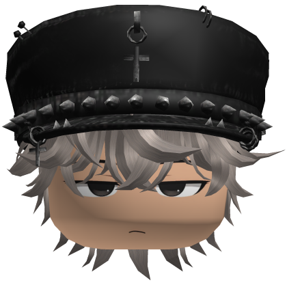 Messy Boy Ash Grey Hair with Emo Spiky Cross Hat  Roblox item