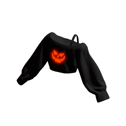 Glowing Emissive Halloween Off Shoulder Crop Shirt
