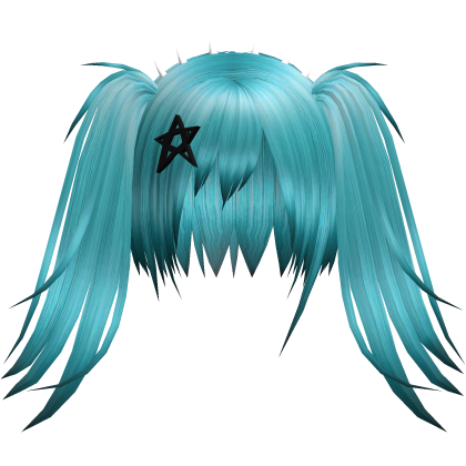 Cyan Scene Vkei Long Pigtails w/ Star Clip Roblox item