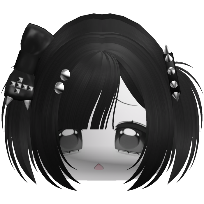 Emo Moe Black Baby Pigtails /w Bow & Studs